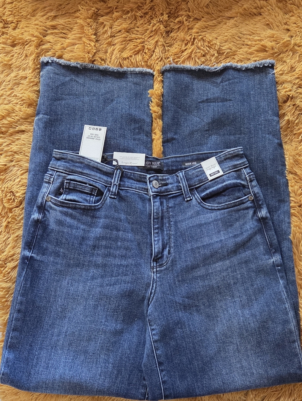 Judy Blue Lux Wide Leg Mid Rise Dark Blue Jeans - Picture 3 of 7